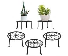 Lewondr Supporto vasi, Porta vasi per Fiori in Ferro Robusto Antirugine 3 Pezzi, Carico Massimo 45 kg, Accessori Giardinaggio, Supporto per Fiori da Interni, Esterni Giardino Casa, Camera - Nero