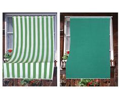 Home Tresor - Tenda da Sole a Caduta | Tenda da sole per Balconi in Tessuto Resistente per Esterno, 100% Poliestere , Misura cm. 140 x 300, col. Verde (Rigata)