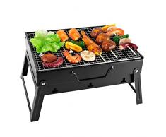 SunJas Barbecue a Carbonella Portatile,Barbecue a Carbone in Acciaio Inossidabile,BBQ Grill Pieghevole per Picnic in Balcone e Giardino,Picnic allaperto,Campeggio Mini [M]