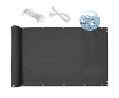 MEEYI Frangivista per Il Balcone 50x100cm Balcone Protezione Tutto Telo Oscurante Giardino Recinzione frangivista Telo frangivento Antivento per Recinzione Giardino con Corde e Fascetta-Grigio Scuro