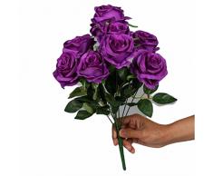 CHEFRU Fiore Artificiale 9 Teste Rose Grande Bouquet Holding Fiore Di Seta Artificiale Diy Wedding Party Mazzo Floreale Casa Soggiorno Tavolo Decor Fiori Falsi-4