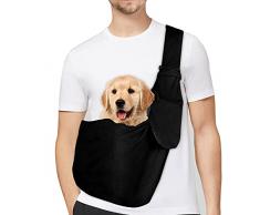 PETLOFT Reversibile Borsa Trasportino Zaino, Borsa da Trasporto per Cani Piccoli, Adjustable Borsa a Tracolla, Cross-Body Pet Sling Carrier con Gancio per Collare per Cane/Gatto Fino a 11 Libbre