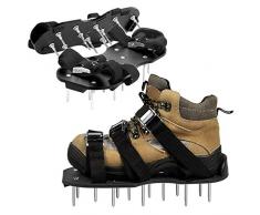 CONSUNDYTT Scarpe da Giardino per aeratore da Giardino, Sandalo arieggiatore per Erba Paio di Scarpe Verdi a Spillo per Terreno Sciolto Nero 30X13 cm