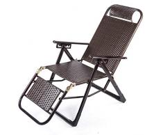 Pieghevole Rattan Poltrona con Cuscino,Patio Regolabile Reclinabile Reclinabile A gravità Zero,Oversize Sedia Chaise Lounge per Portico di Yard
