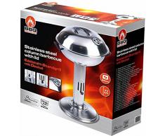 Esclusivo BBQ a colonna in acciaio inox con coperchio e 6 regolazioni del calore - 44 cm - barbecue a torre - barbeque con coperchio ventilato con sistema di tiraggio dell’aria per regolare l’aerazione della fiamma del grill