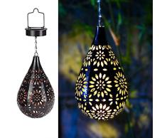 Lanterna solare per esterni, decorazione da giardino, lampada a energia solare, lampada in metallo Patio, balcone, impermeabile, per vialetti, per esterni, 1 pezzo