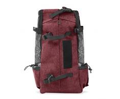 PETCUTE Zaino per Cani Gatti Borsa trasportino Porta Cani Zaino Trekking per Gatti Regolabile Zainetto per Viaggi Animali Taglia Grandi Carico Massimo16,5 kg Rosso