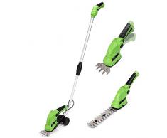 Bakaji Forbici Cesoie Sfoltirami Elettrico a Batteria con Manico Telescopico Allungabile Tagliaerba Decespugliatore Tagliasiepi 2 Lame Intercambiabili 9cm 17cm in Acciaio