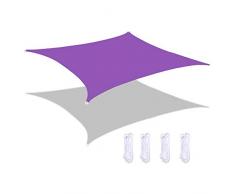 MEEYI Vela Ombreggiante Impermeabile, Tenda A Vela Quadrato, Antivento Impermeabile Parasole E Protezione Raggi UV 95%, per Esterni Cortile Giardino Terrazza Viola 5X5m