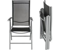 TecTake Set di alluminio sedie da giardino pieghevole con braccioli - disponibile in diversi colori e quantità - (Grigio chiaro | 4 sedie | no. 401632)