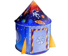 NiceCastle Tenda per Bambini Cameretta per Bambino Bambina Ragazzi, Tenda da Astronauta Spaziale Razzo Pop-up Portatile Pieghevole Casetta dei Giochi per Interni ed Esterni Regalo Natale Compleanno