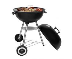 SunJas BBQ Barbecue Grill Griglia Carbone BBQ in Ferro Giardino Barbecue Grill con 2 Vassoio (46×44×70 cm)