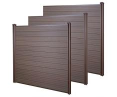 Mendler Frangivento 3X Pannelli Privacy Sarthe WPC 570cm Marrone