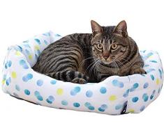 Iris Ohyama, Letto, Cuscino, Cesta rettangolare lavabile, Due lati con Bordo, L33 x P45 x H14 cm, Antiscivolo, per Cani, Gatti, PCSB-20S, Pois