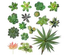 Gwhole 16 Pz Piante Succulente Artificiali, Misti Piante Grasse Finte Decorative, Piante Grasse Artificiali Piccole Cactus Fiore Artificiale Succulente per La Casa Giardino Decorazioni