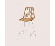 SKLUM Sgabello Alto in Rattan Sintetico Gouda Natural Natural Bianco ↑65 cm