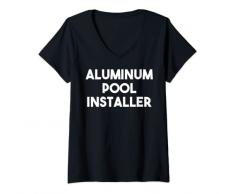 Donna Installatore di alluminio della piscina Maglietta con Collo a V