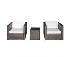 Outsunny Set da Balcone in Rattan PE da 3 Pezzi con Tavolino e Sedie da Esterno, Marrone