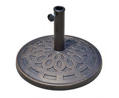 Outsunny Base per Ombrellone Rotonda 14kg in Resina da Giardino, Φ48.5cm per Pali 38-48mm, Bronzo