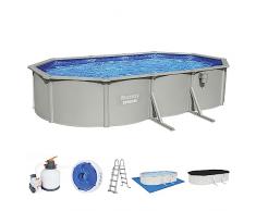 Bestway Hydrium - Piscina a parete in acciaio con sistema di filtraggio a sabbia, 610 x 360 x 120 cm, colore: Grigio