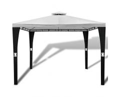 Festnight Tendone da Esterno Gazebo in Polirattan con Tetto Crema Bianco 3 x 3 m