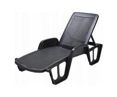 Mondo Viro Lettino prendisole in resina con schienale reclinabile per piscina e giardino (Antracite)