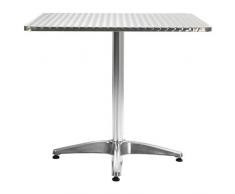 vidaXL Tavolo da Giardino Argento Quadrato con Base Tavolino per Esterni Arredo da Bar Bistrot 80x80x70 cm in Alluminio e MDF