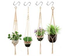 GothicBride Vasi Sospesi per Piante, 4 Pezzi Appendiabiti per Piante Sospese Portafiori in Cotone e Corda, Appendiabiti per Balcone Decorazioni da Giardi.