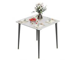FATIVO Tavolo da Pranzo Cucina: Moderno Quadrato 80x80 cm in Marmo Pietra Sinterizzata, Elegante Vintage Arte Arredamento, Gambe metallo stabile, da Sala da Pranzo Soggiorno Salotto, Bianco