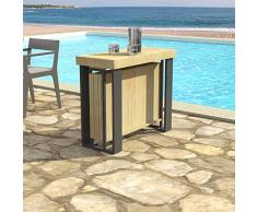 Tavolo per esterno consolle allungabile Urano con porta prolunghe - da 40 cm a 200 / 250 / 300 cm, in abete lamellare idrorepellente - arredo giardino (Abete naturale, allungabile da 40 a 200 cm)