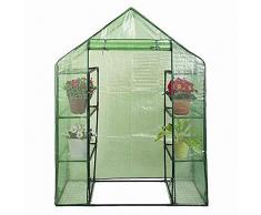 COSTWAY Serra da Giardino a 4 Livelli, Serra da Esterno per Orto e Piante con Telaio in Alluminio, Porta Avvolgibile e Telo, Serra Robusta per Balcone e Giardino, 143 x 73 x 195 cm, Verde