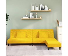 Homgoday Divano Letto a 2 Posti con 2 Cuscini e Pouf Giallo in Velluto, Divani per Esterno da Giardino, Divano Salotto Giardino, Divano Terrazzo Esterno, Arredamento Giardino