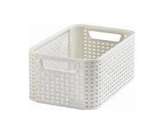 Curver 205825 - Cesto portaoggetti in polipropilene di seconda generazione, aspetto vimini, misura piccola
