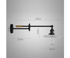 NOHOPE Industriale stile personalità di ferro singola testa di vetro paralume ombrellone muro camera da letto balcone comodino Home Decor muro luce,A