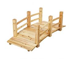 Stilista Ponte da Giardino - Legno Massiccio, 150 x 67 x 55 cm, Decorativo, Fino a 150 kg, Resistente, con ringhiera, Marrone Chiaro - Ponte, per laghetto, ruscello, Area Esterna