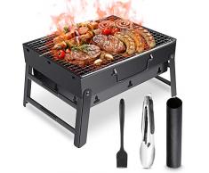 Barbecue Griglia a Carbone, Renfox Barbecue Portatile a Carbone Utensile BBQ Grill Barbecue Carbone Pieghevole per Picnic in Balcone e Giardino,Picnic allaperto,Campeggio ECC