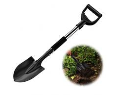 Pale da giardinaggio per scavare, pala piccola da 78 cm con comoda impugnatura a D, pale nere per campeggio, perimetrazione, pale compatte in metallo per impieghi gravosi, mini pale in acciaio