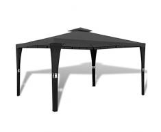Xinglieu Gazebo in Polirattan con Tetto Grigio Scuro 3 x 4 m Gazebo Pieghevole Gazebo da Giardino