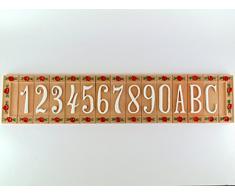 fd-bolletta arredamento e illuminazione Numeri civici in Terracotta,Numero civico con Fiore,Oggetto in Terracotta da Esterno Dipinto a Mano nfr Misure:H 15cm Larghezza 4,5cm,Spessore 1,5cm