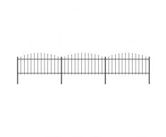 vidaXL Recinzione da Giardino con Punta a Lancia Decorativa Robusta Pannelli e Pali Recinto Barriera Esterna Acciaio Verniciato (0,5-0,75) x5,1m Nera