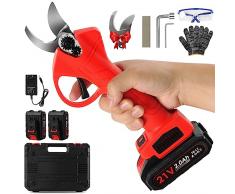 Forbici Potatura Elettriche con Batteria 2 * 2000mAh, può Funzionare Ininterrottamente per 6-7 ore, Forbice Potatura a Batteria con Diametro di Taglio di 30 mm è Adatto per Frutteto, Giardino,Fattoria