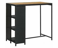 RONGQI Tavolo da Bar Tavolo da Cucina Tavolo da Pranzo Alto Tavolo Bar Tavolo da Bar con Ripiani Nero 120x60x110 cm in Polyrattan b