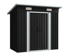 vidaXL Capanno per Attrezzi da Giardino Ventilato Ingresso a Scorrimento Robusto Casetta da Esterno Magazzino Antracite in Acciaio Zincato
