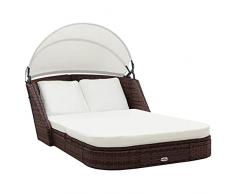 Festnight Lettini Prendisole con Baldacchino, Lettino Prendisole, Sdraio Da Giardino, Lettino Da Giardino, Lettini Da Giardino, in Polyrattan Marrone