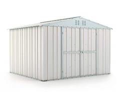 Notek Box in Acciaio Zincato Casetta da Giardino in Lamiera 3.27 x 2.69 m x h2.15 m - 132 kg – 8,80 Metri Quadri (Bianco)