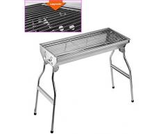 ITTA Barbecue a Carbone Portatile, Barbecue a Carbonella Barbecue Acciaio Inox Portatile Pieghevole, BBQ Carbonella Grande Barbecue Compatto a Carbone BBQ Campeggio per 5-10 Persone