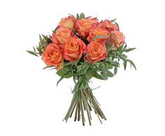 KENTIS - Bouquet di 12 Rose Arancioni a Stelo Lungo 50 cm - Mazzo di Fiori Freschi a Domicilio in Italia - Rose Vere Regalo