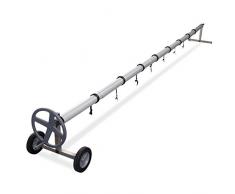 COSTWAY Rullo Avvolgitore per Teli Piscina Retrattile Incluse 8 Cinghie di Fissaggio, in Acciaio Inox, Regolabile in Lunghezza da 4,2 a 6,4 m