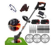 Tagliabordi Elettrico Da Giardino,Decespugliatore a Batteria 36V Tagliabordi Giardino Elettrico Testa Regolabile E Maniglia Telescopica,Tagliaerba da Giardino Elettrico per Rifilare Il Prato