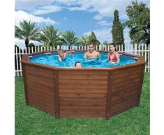 K2O Piscina Pannelli in Legno 315x105 cm Pompa Filtro a Sabbia 3.028 L/H e Scaletta